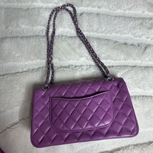 Purple Quilted Chain Shoulder Bag